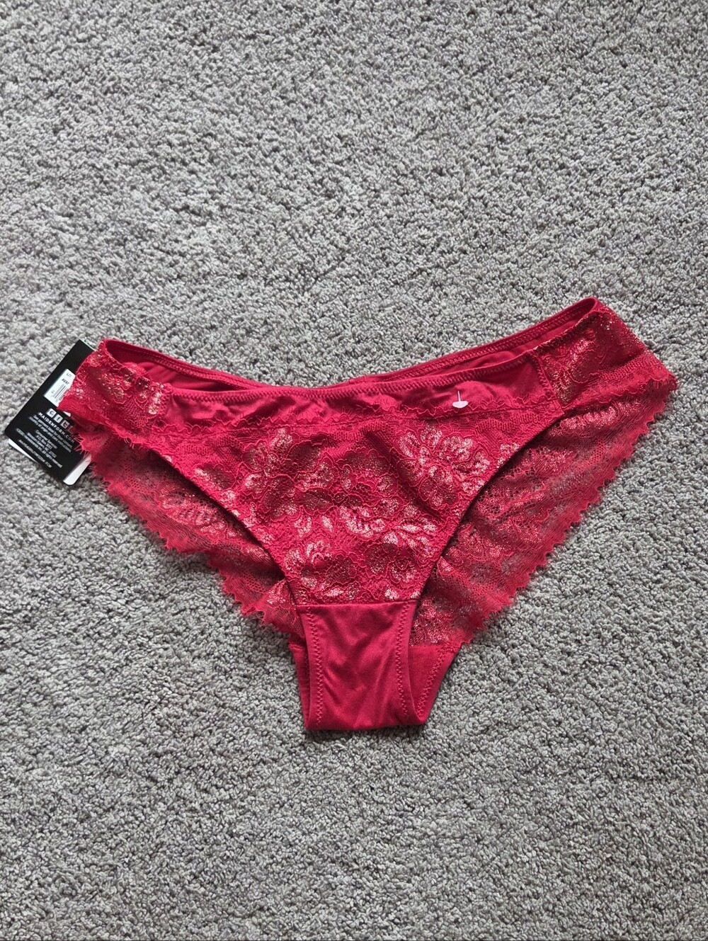 NWT Maidenform Red Floral Lace Cheeky Panty Underwear, Size L Coquette Romantic